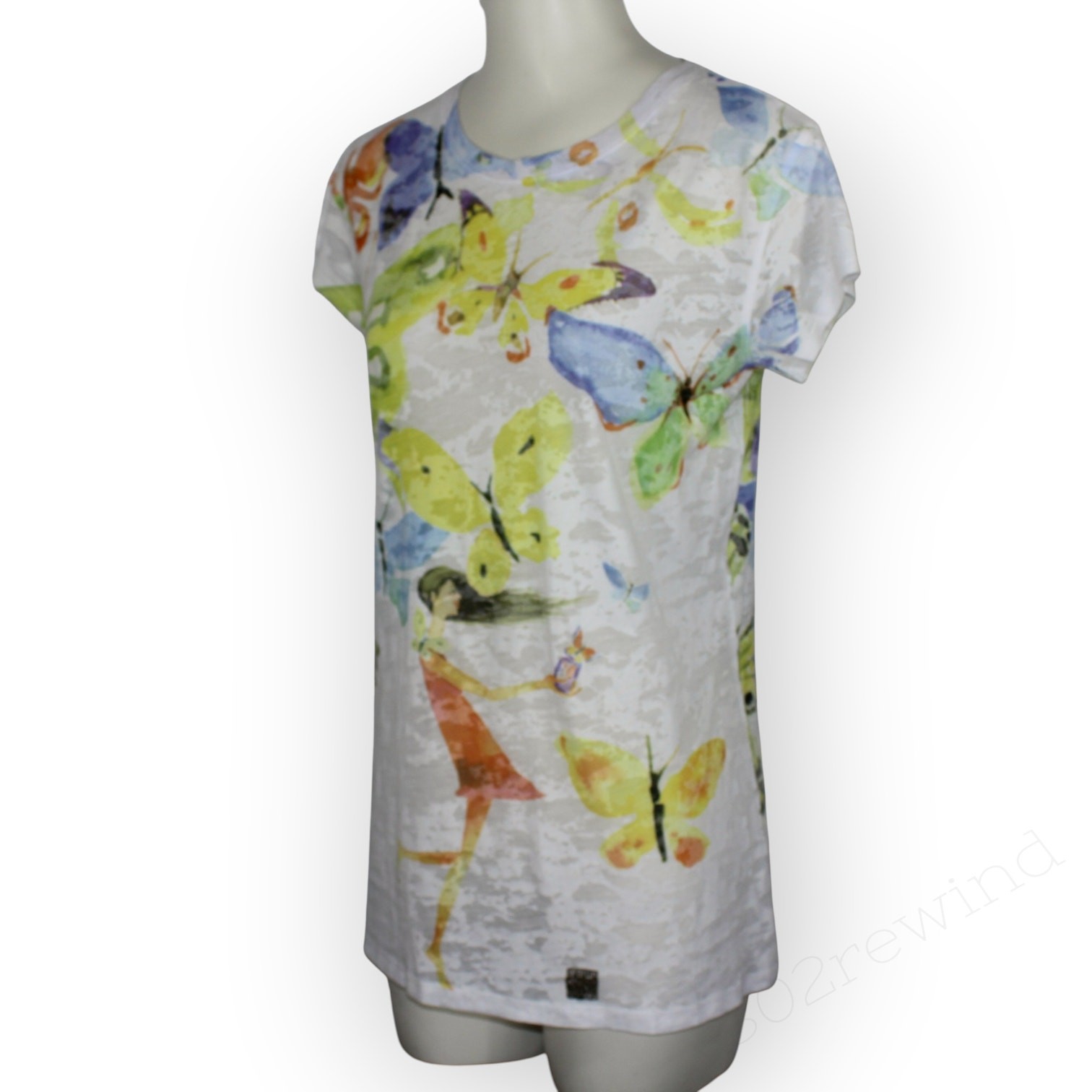 Masha Dyans Butterfly Dragonfly Union T Shirt XL Watercolor Graphic Slub