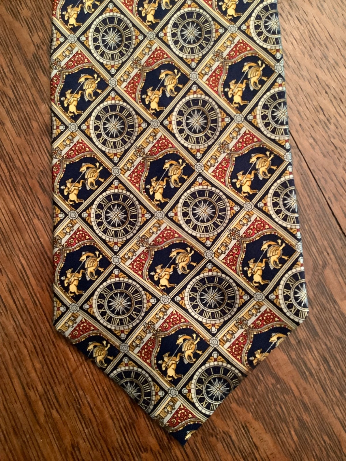 MUSEUM ARTIFACTS Silk Necktie Compasses Figures St. George and Dragon Motif