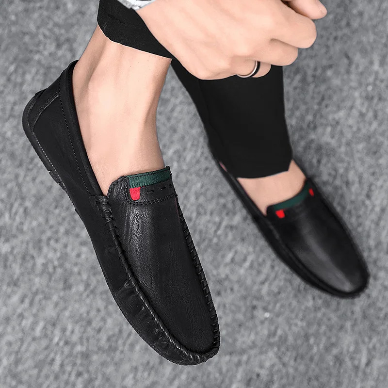 Soft PU Leather Comfortable Driving Shoes Men’s Outdoor Casual Flat Boat Shoes