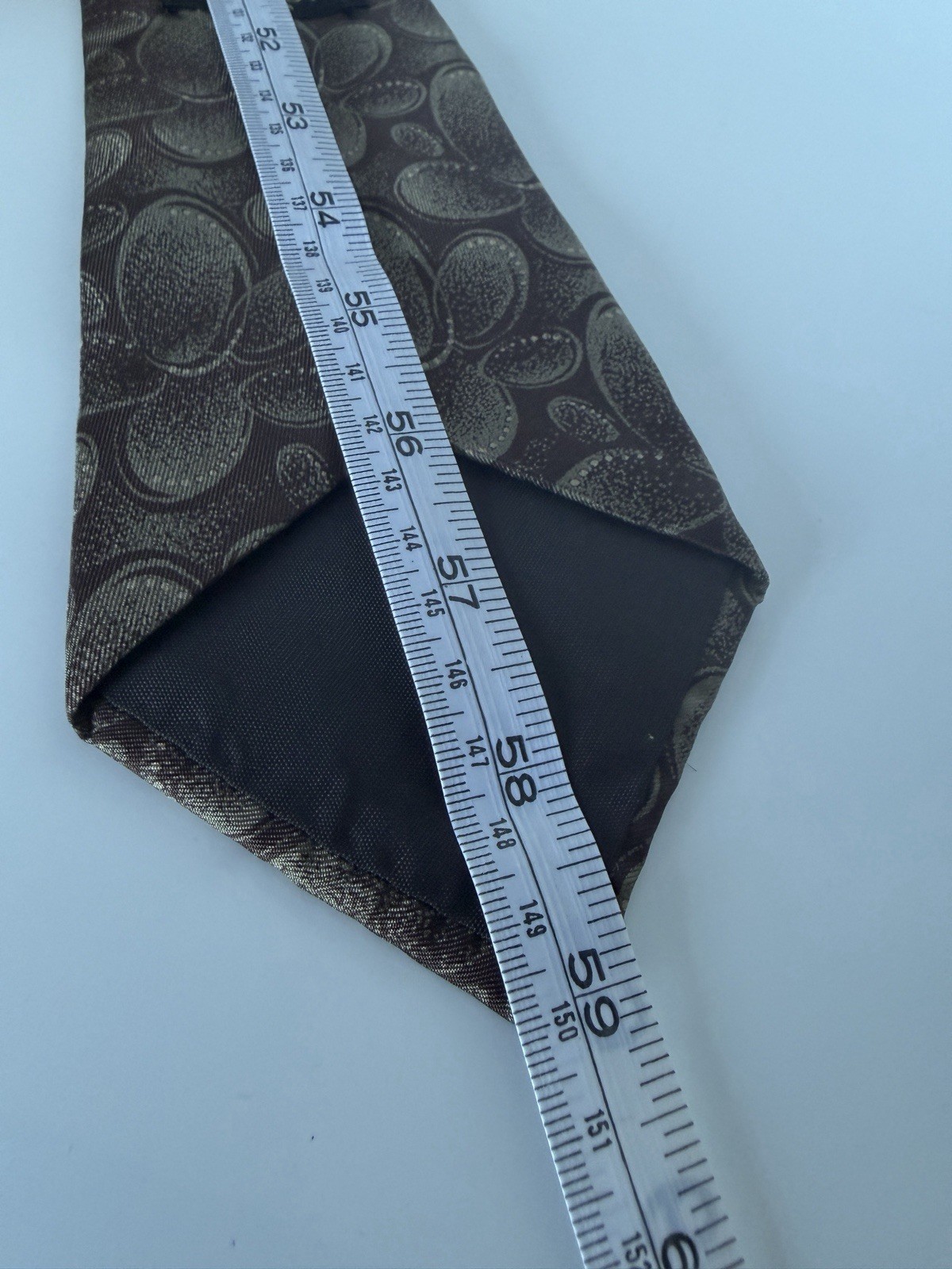 Vintage Fendi Roma Brown Abstract Pebble Silk Tie 90s Made in USA Wide Blade