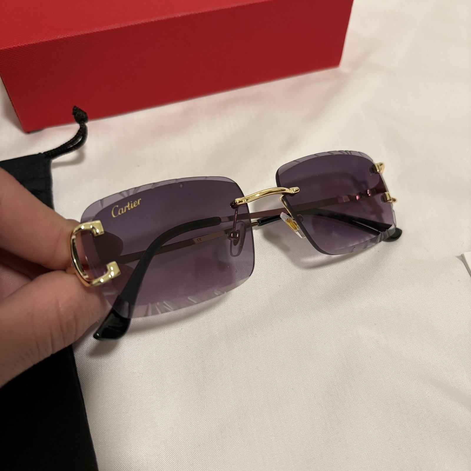 Cartier C Decor Vintage Optical Rimless purple Unisex Eyeglasses
