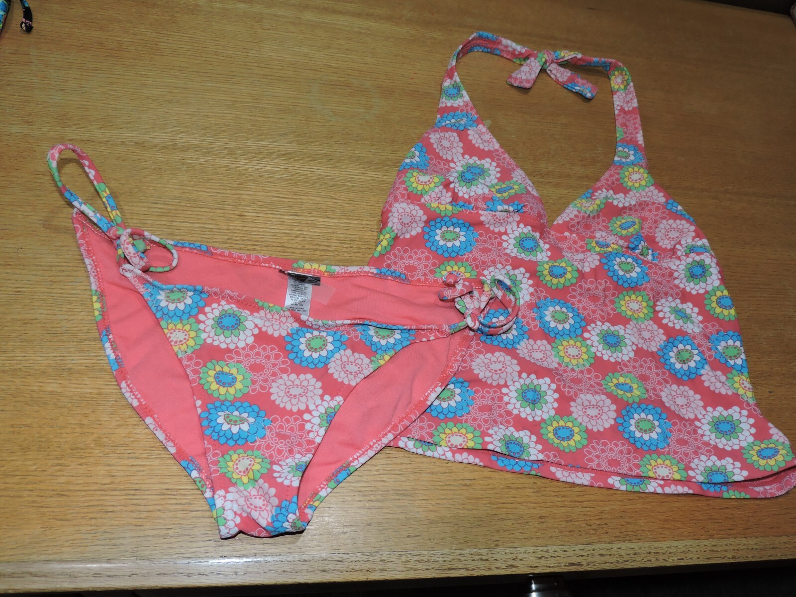 Old Navy multi-colored Floral Halter Bikini 2 PC Swimsuit SZ S nylon/span/poly