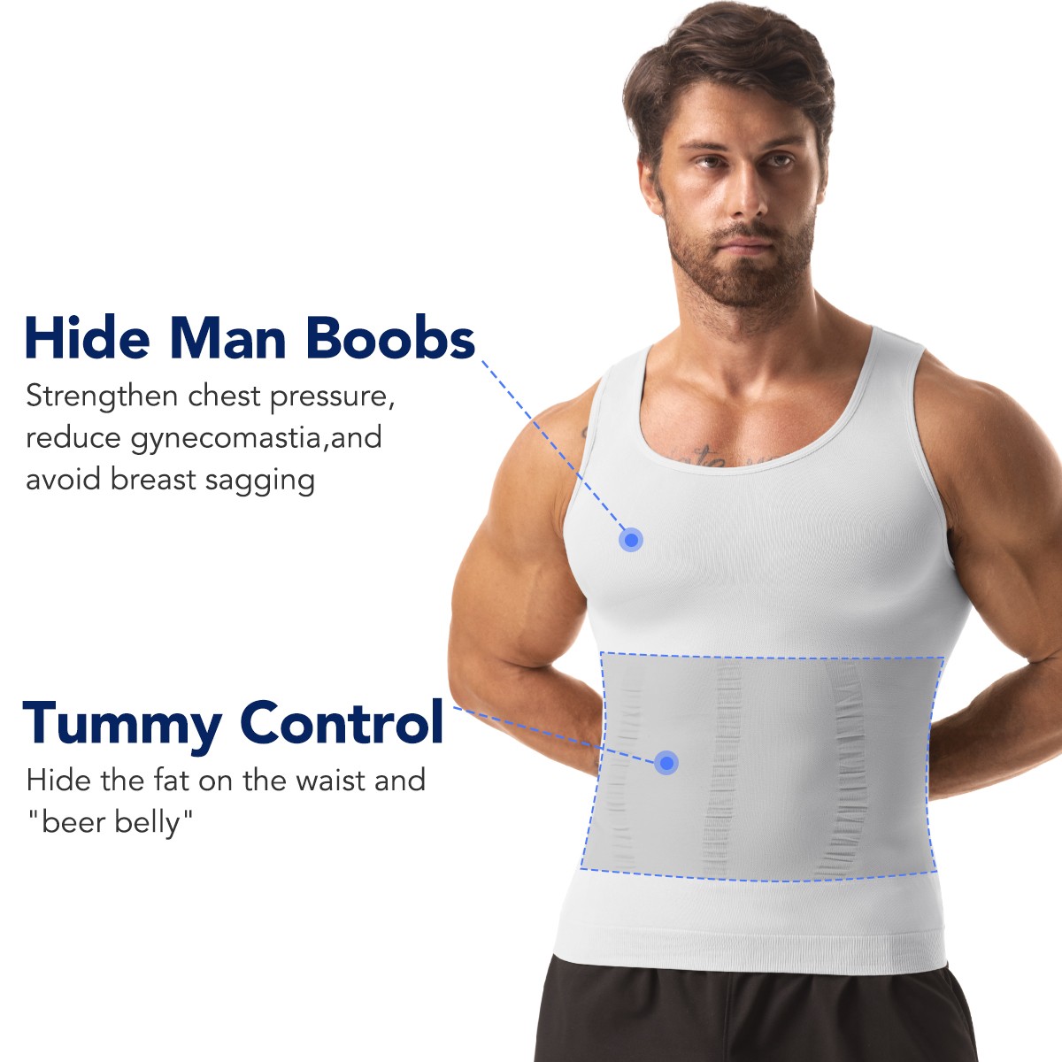 3 Pack Men Tummy Control Gynecomastia Compression Slim Body Shaper Sports Shirt