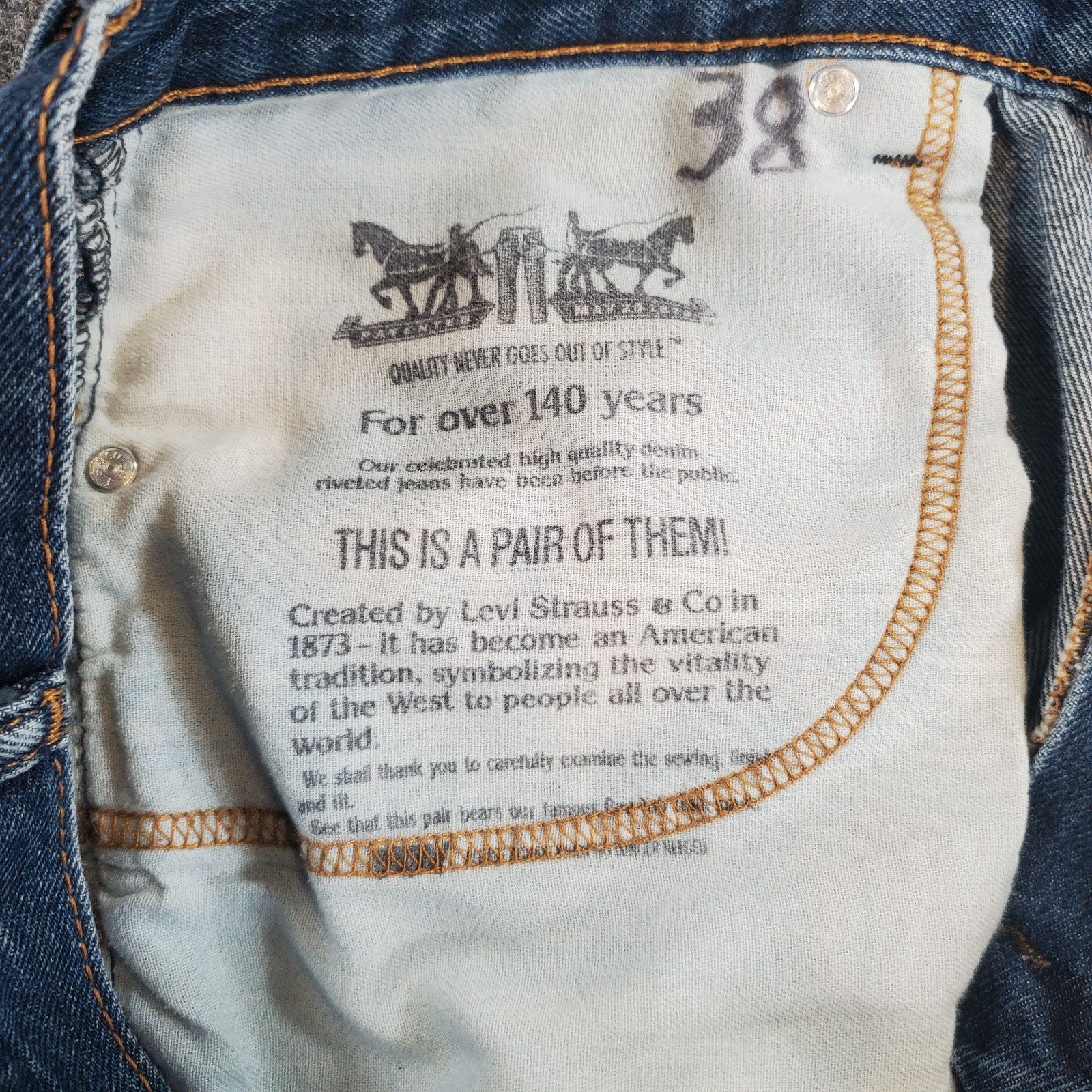Levis 517 Mens 38×30 Blue Bootcut Denim Jeans Waterless