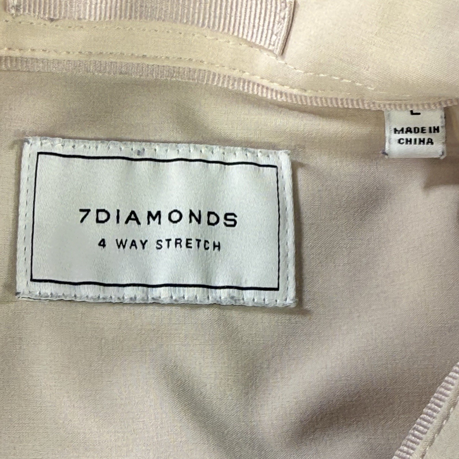 7 Diamonds Grant Woven Shirt Mens Large Beige 4-Way Stretch Performance Tech