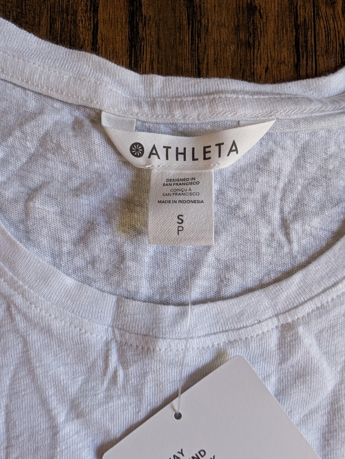 Athleta Bright White Getaway Linen Blend Muscle Tank Top Stretch, SMALL, NEW