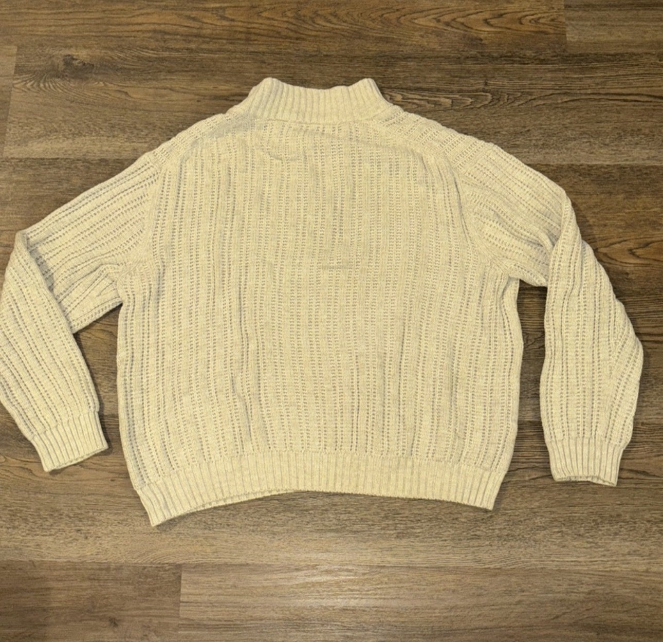 Tasso Elba Men’s 1/4 Zip Mock Neck Knit Sweater Pullover XL Beige Cotton