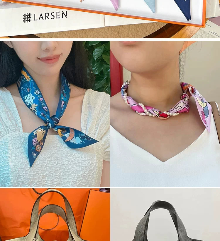 1 Pc Pure Silk Scarf Wrap Hair Ribbon Handbag Handle Neck Fashion Accessory