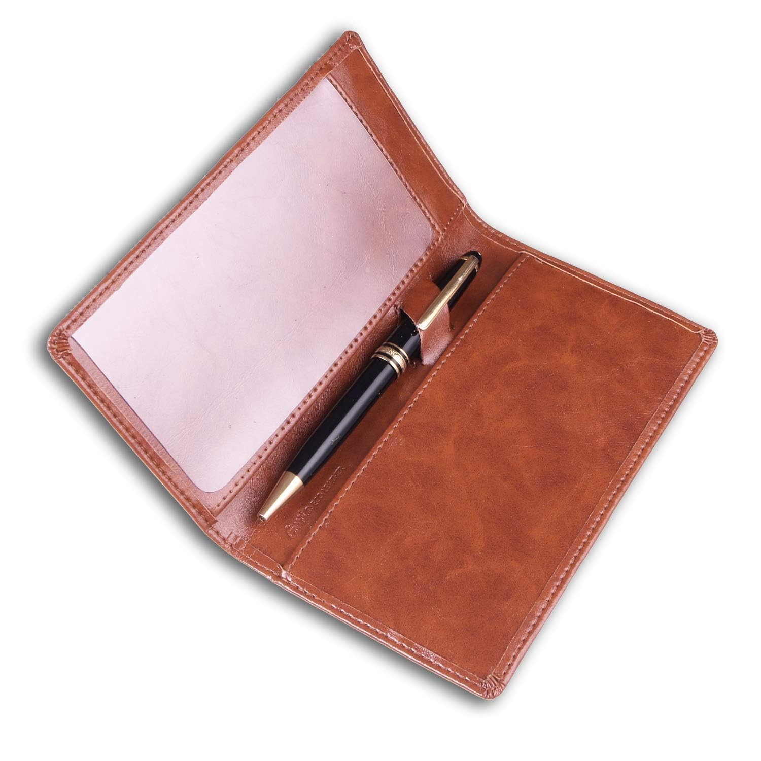 Leather Checkbook Cover: Built-In Divider, Pen Holder, RFID Blocking