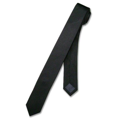 NEW NARROW TIE SLIM BLACK GOTH PUNK RETRO COOL 1.5 “