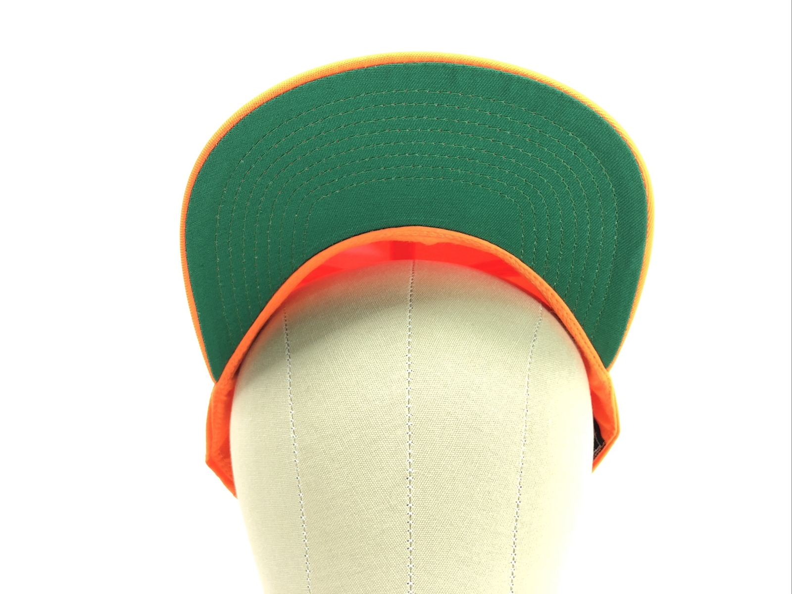 Orange Day Glow Hat 6 Panel Baseball Style Ball Cap No-Mesh Back