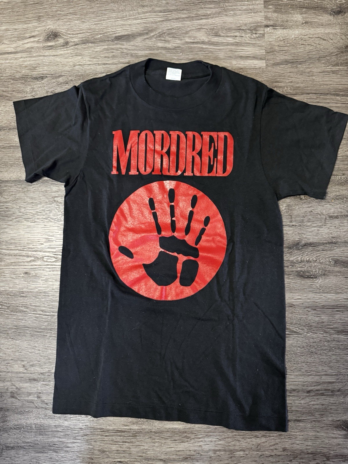 MORDRED 1980s Original Handprint Shirt Ched By Anvil Tag Single Stitch Size M