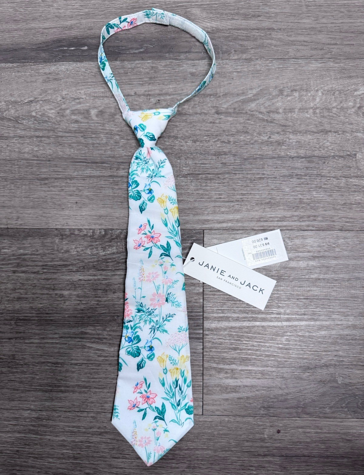 Janie and Jack Zipper Tie White Multicolor Floral Cotton Woven One Size