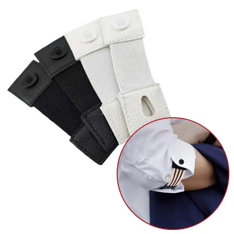 2Pcs Women Men Shirt Cuff Holders Elastic Armband Shirt Sleeve Holder Cufflinks