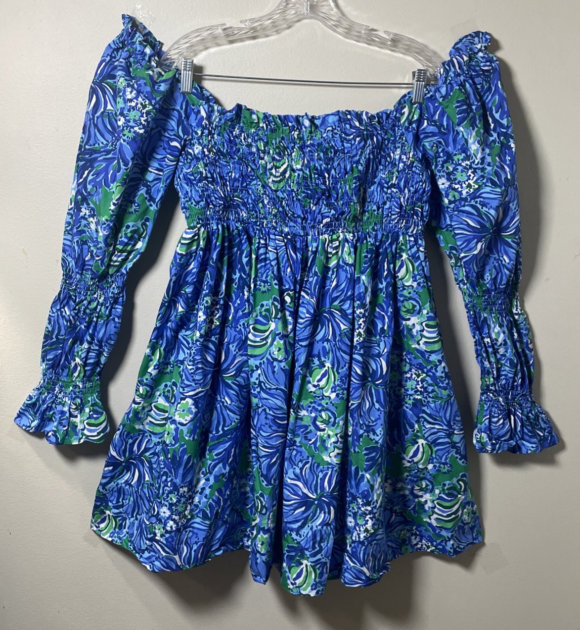 Lilly Pulitzer Beyonca Babydoll Dress Abaco Blue In Turtle Awe Size X Large