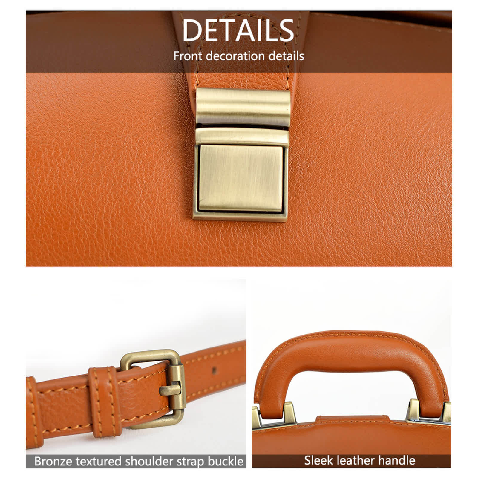 Erivis Coffee Women Leather Shoulder Bag Doctor Handbag with Pockets