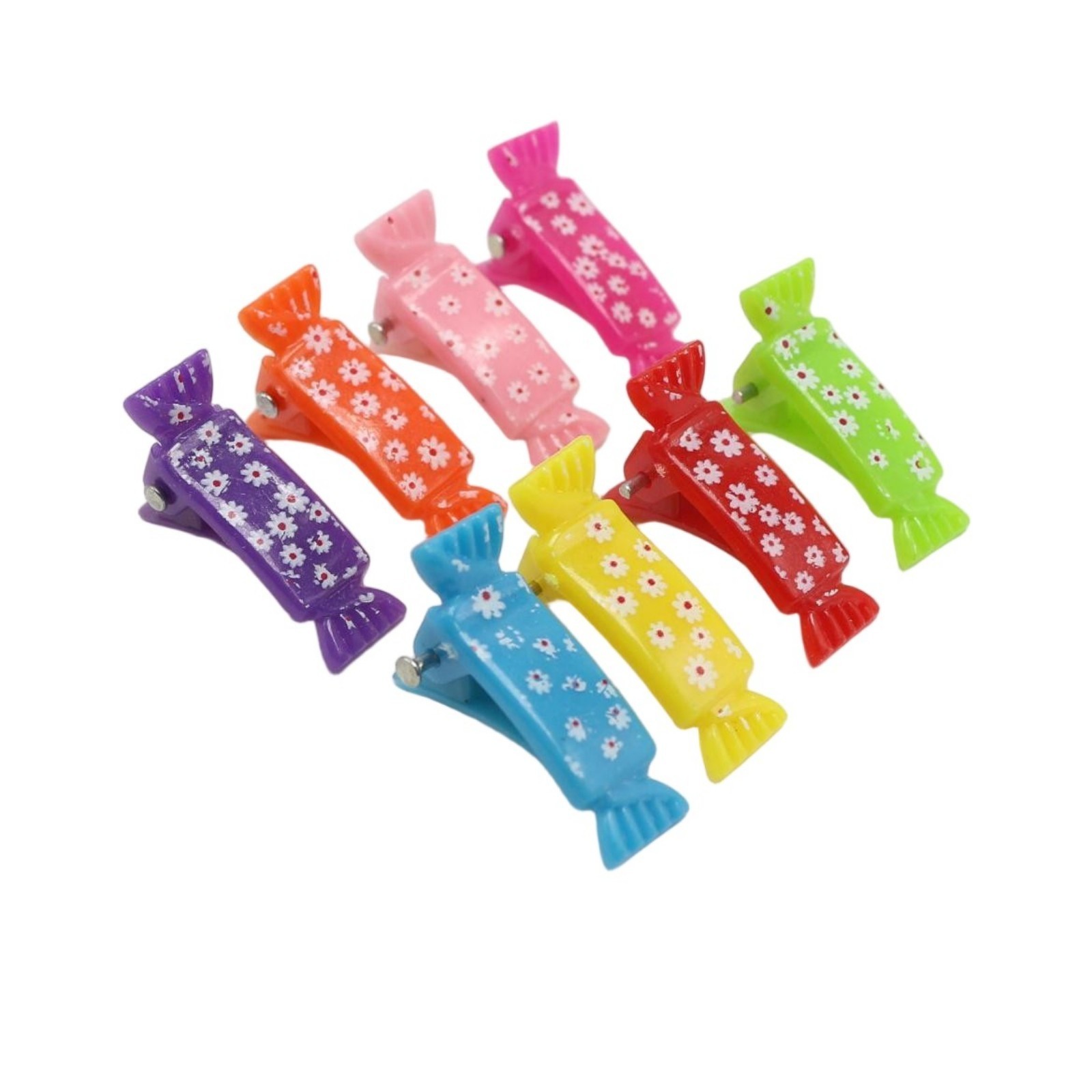 50 pcs Mixed Color Floral Candy Hair Clips – 28mm Mini Alligator Barrettes