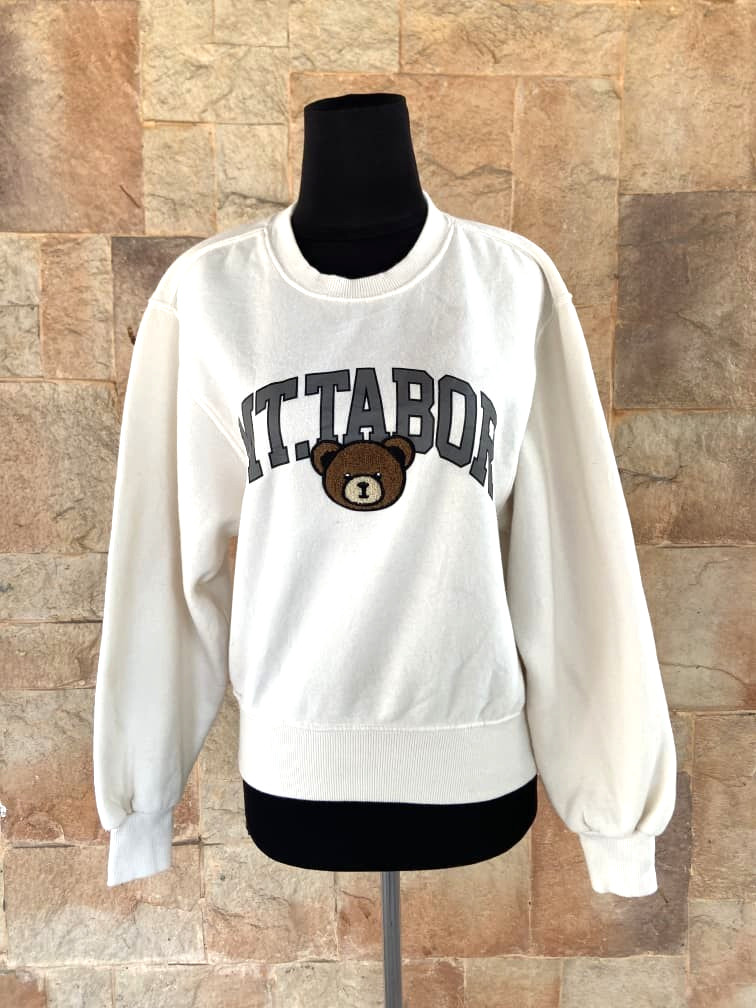 TOPTEN MT. TABOR Teddy Bear Fleece Sweatshirt Ivory Women’s Size XS Korea 85