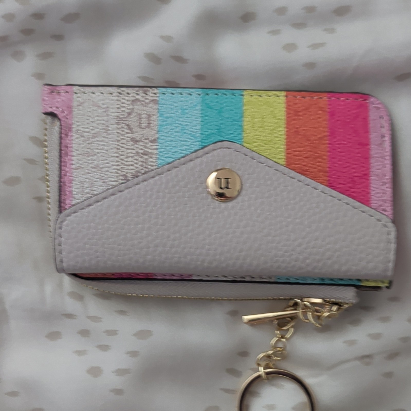 Nanette Lepore Multicolor Striped Zip Crossbody Bag Gold Hardware