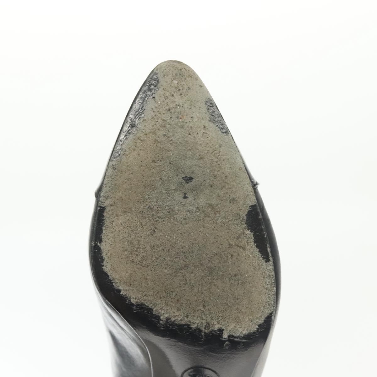 CHANEL pumps High heels Leather 35 1/2 Black CC Auth ti3388