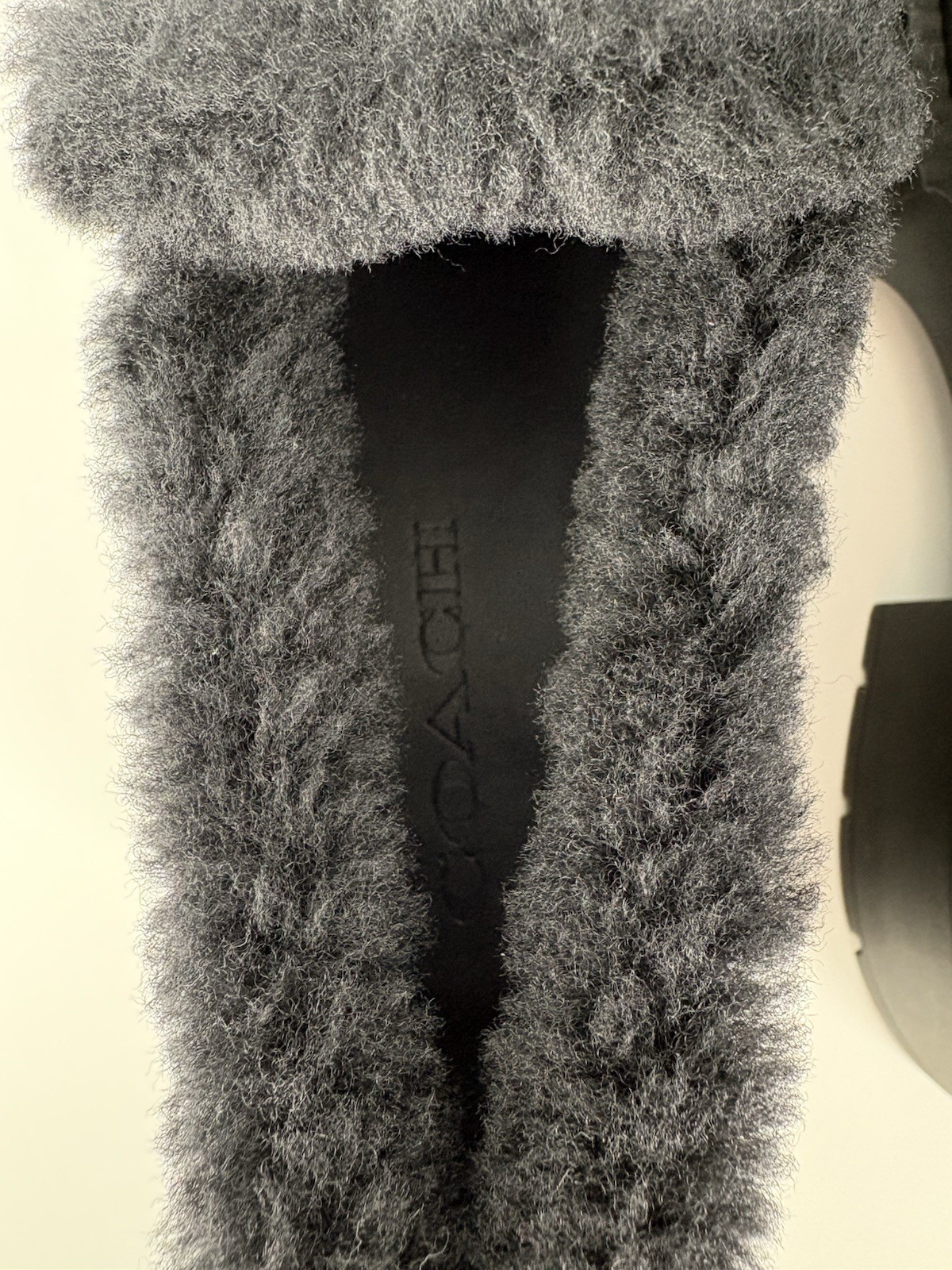 COACH Sz 7 Leah Loafers $250 Retail NWB Black Suede Shearling Logo