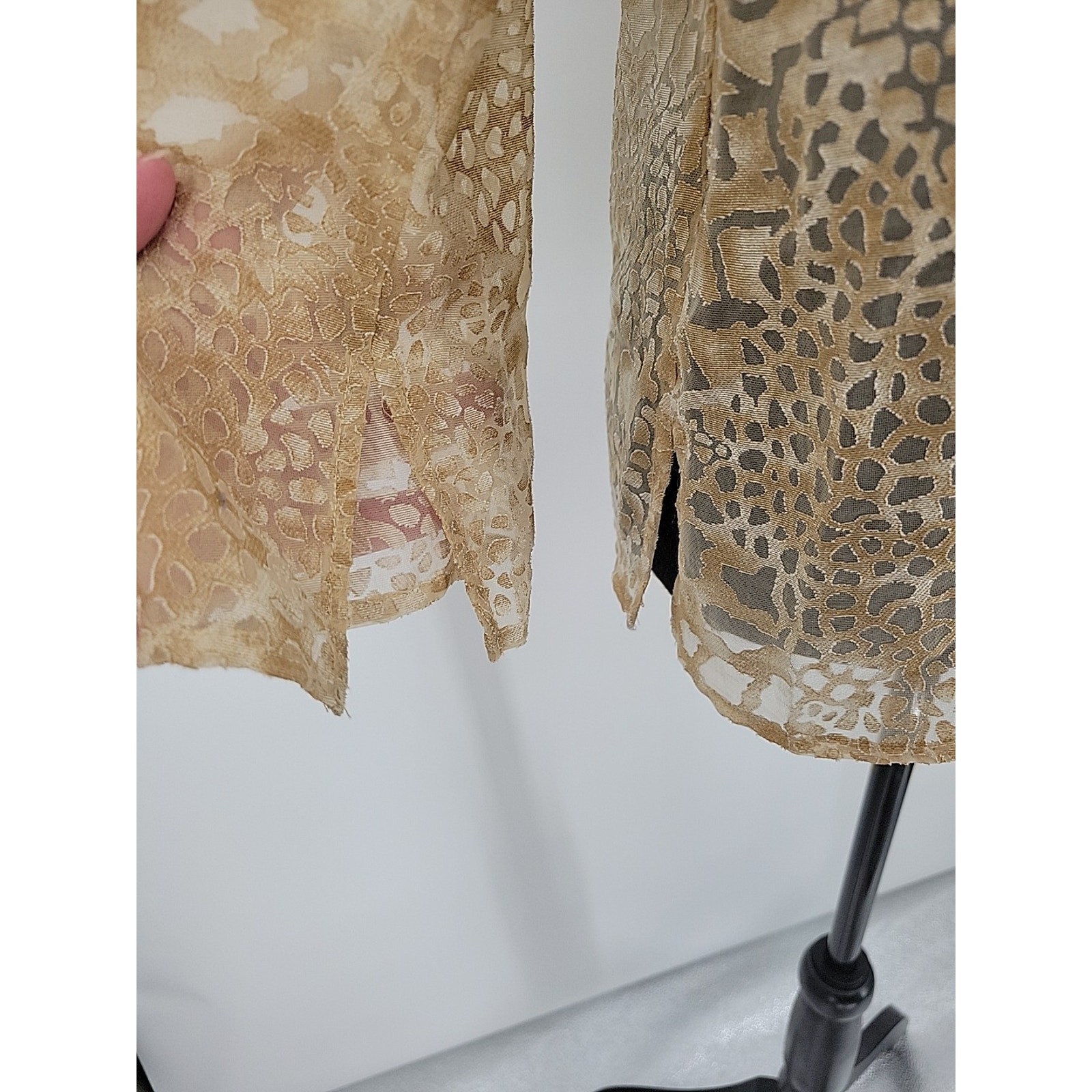 Sheer Gold Leopard Print Top Sequin Party Holiday Layering Indie Sleaze Size S