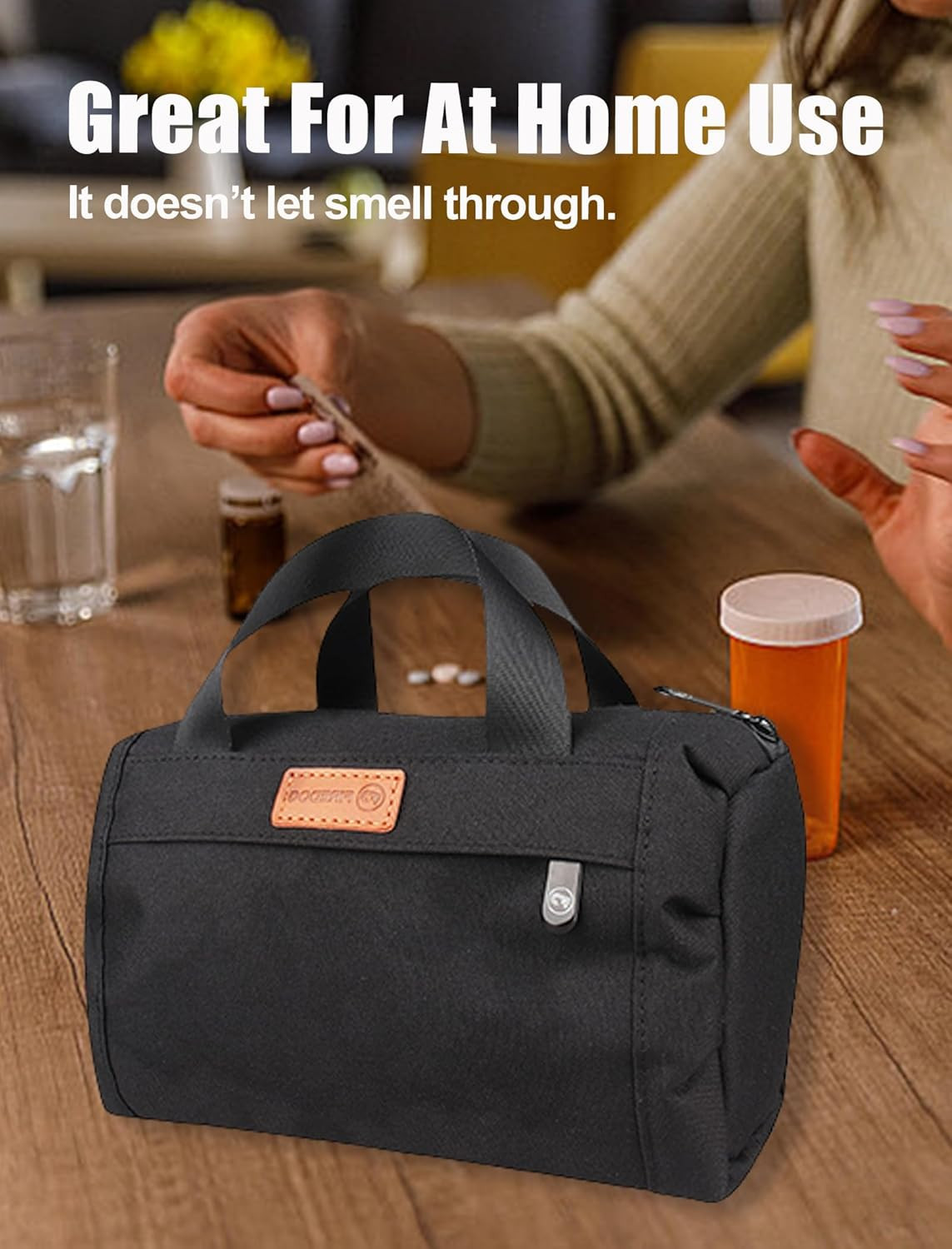 Smell Proof Pouch, Black Large Smell Proof Bag with Carbon Lined 9”X4”X5”