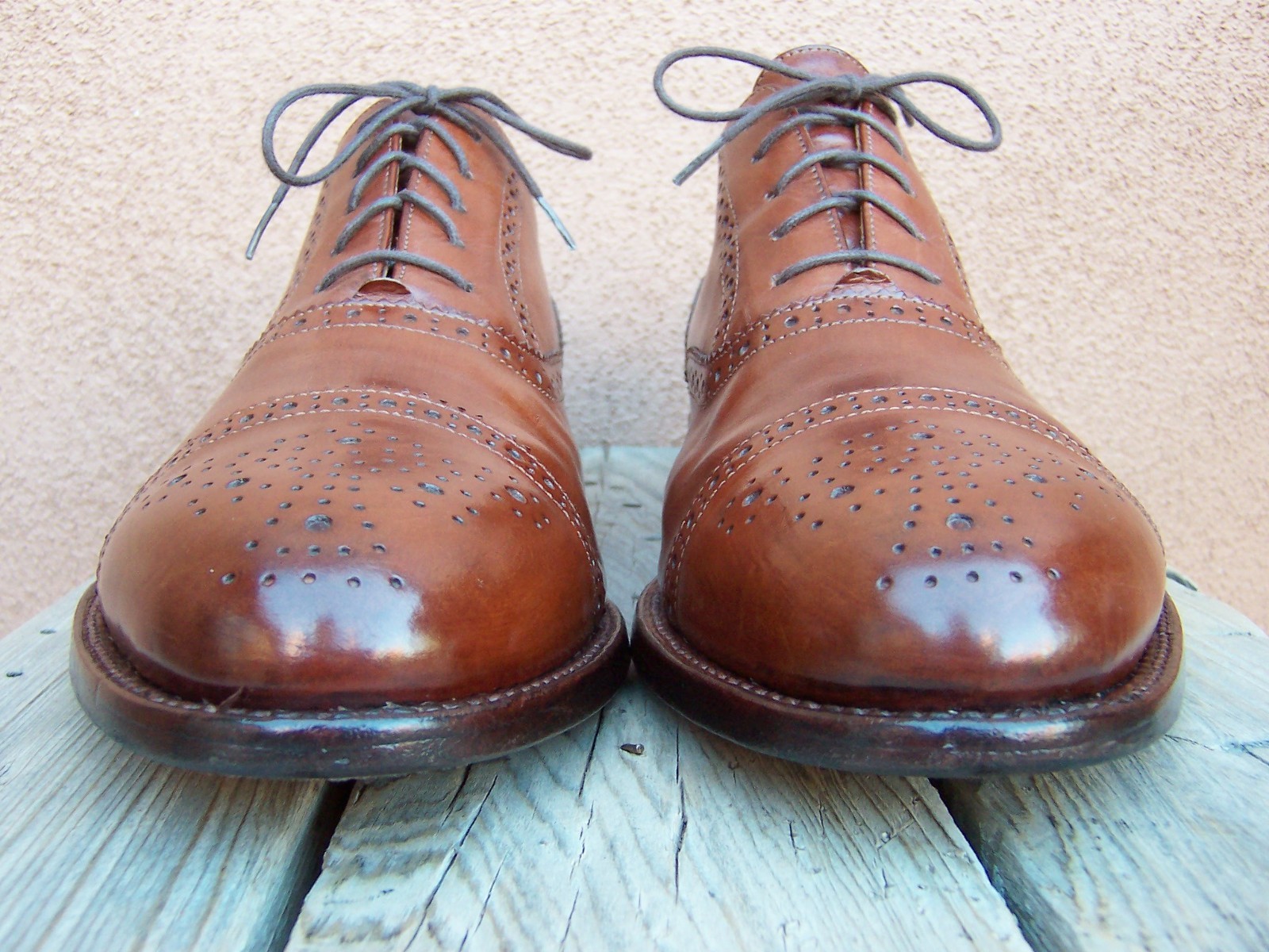 J. CREW Mens Dress Shoes Brown Leather Bench Made Cap Toe Oxfords Sz Size 12D