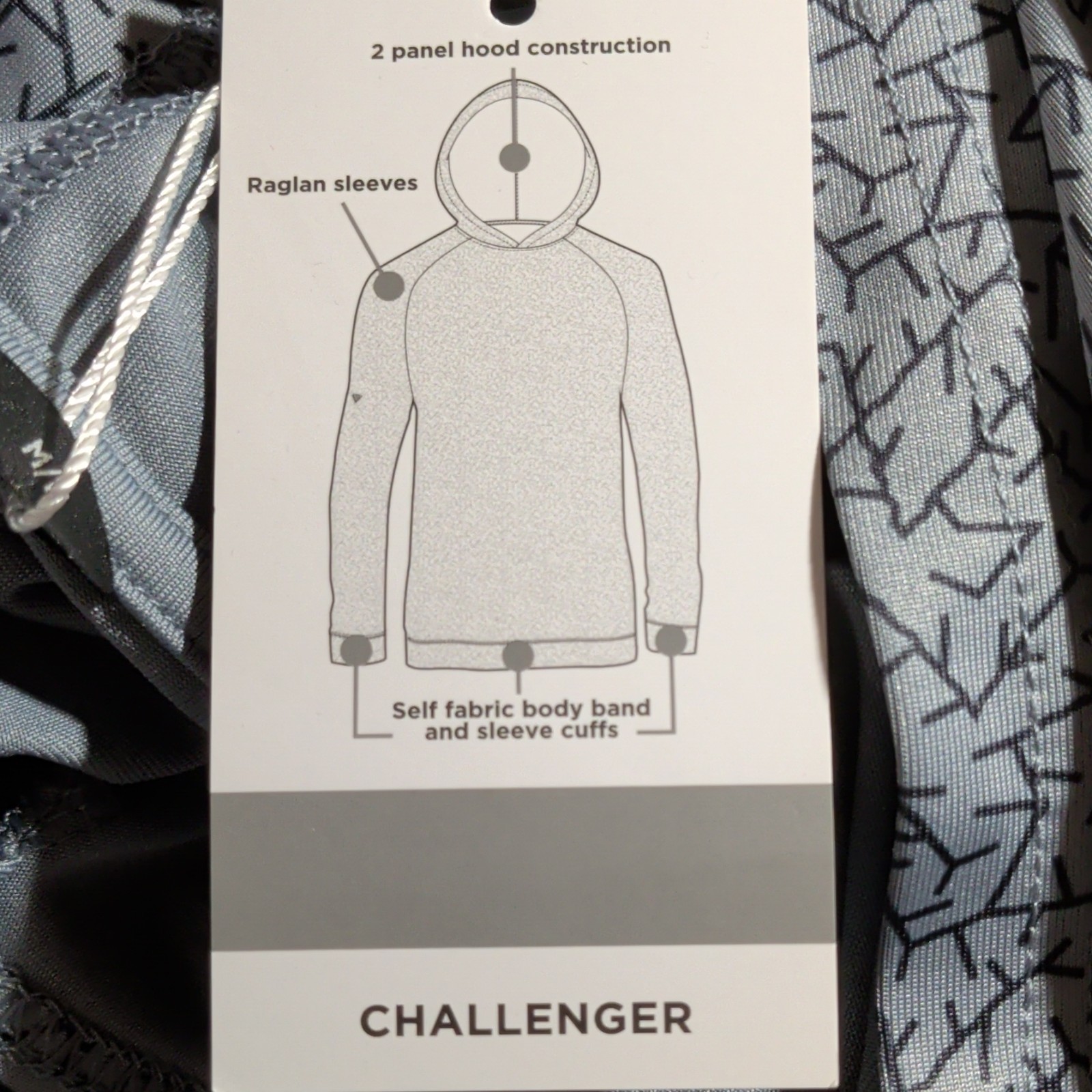 Levelwear Challenger Gray Pullover Knit Hoodie Graphic Print Logo, Size M