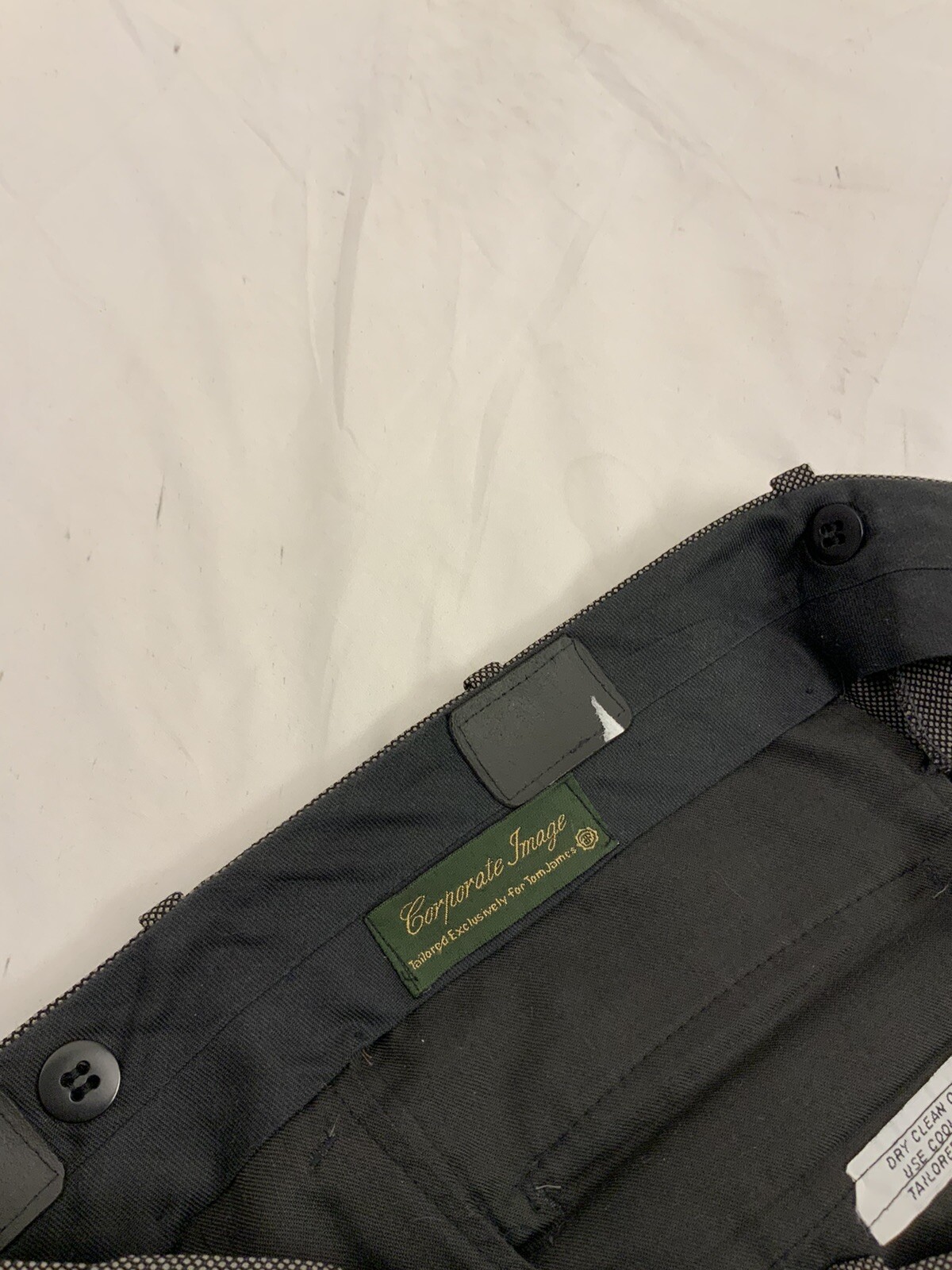 Tom James Corporate Image Pants 36×28 Gray Check Wool USA EUC YGI T1-303