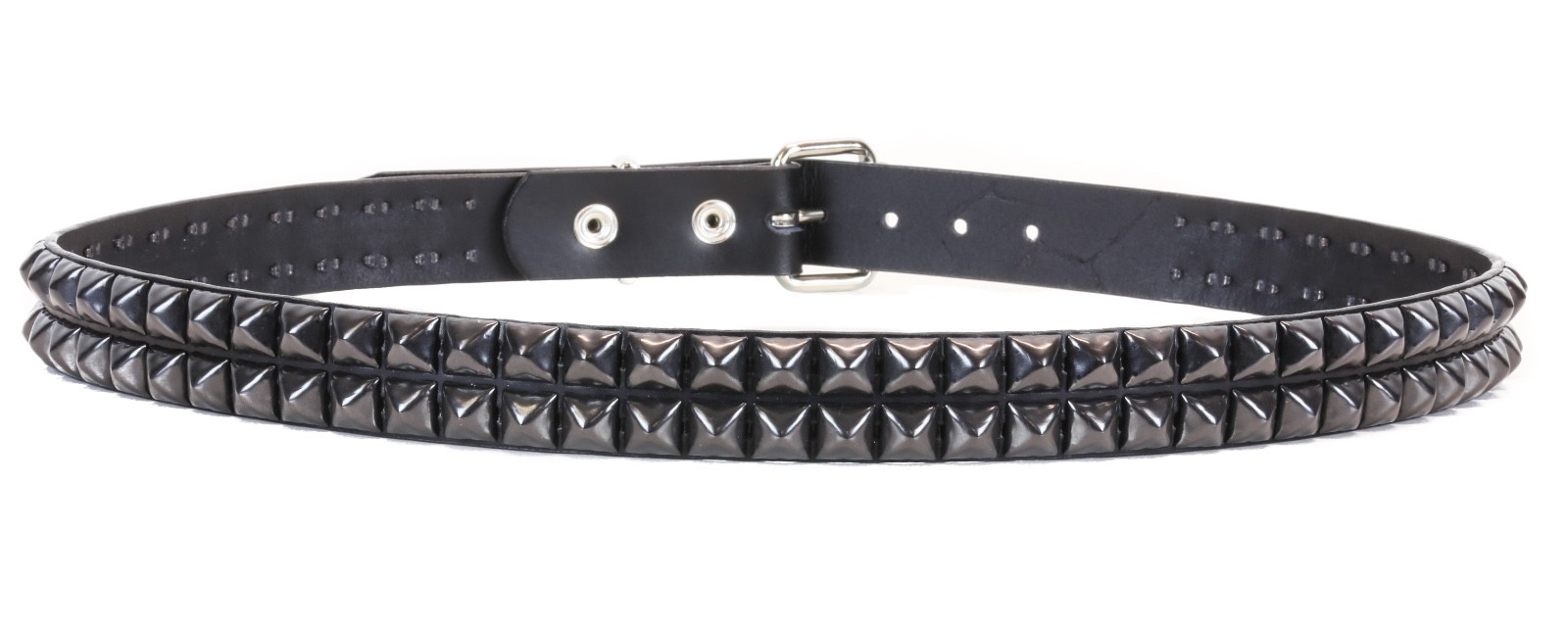 2 Row Black Gunmetal Pyramid Stud Belt Leather Punk, Metal,Thrash, Sid Vicious