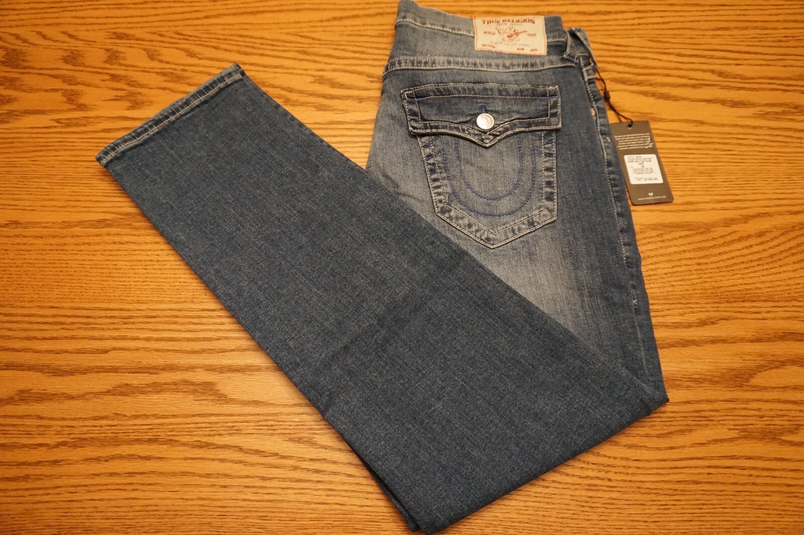 NWT MEN’S TRUE RELIGION JEANS Multiple Sizes Geno Flap Slim Medium Freesia $159