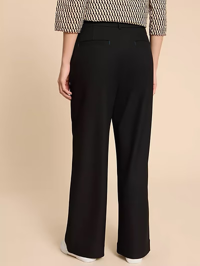 White Stuff Belle Wide Leg Trousers Size 12 Regular Black Twill RRP £79