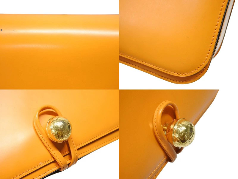 CELINE Shoulder Bag Handbag MC96 Made in Italy Leather Orange Gold Hardware
