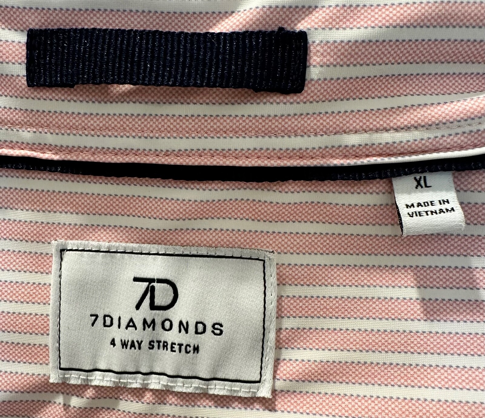 7D 7DIAMONDS PINK STRIPES CAMDEN 4 WAY STRETCH MEN’S DRESS SHIRT XL