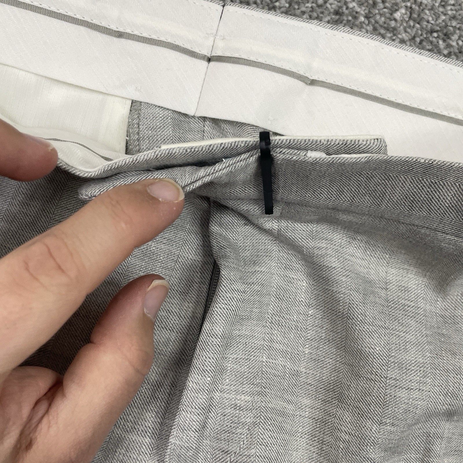 Hawes & Curtis Trouser Pant Men 32 Linen Wool Vitale Barberis Traveller Unhemmed