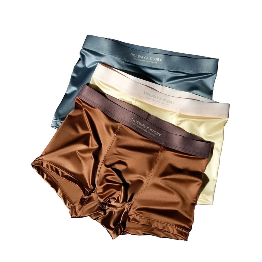 4PCS Men’s Ice Silk Underwear Breathable Boxer Shorts Seamless Satin Soft Briefs