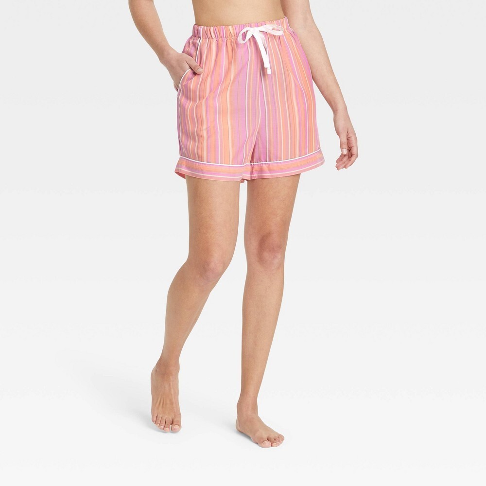 Stars Above Pajama Shorts Womens Size Medium Stripe Pink Orange Lounge Cool NWT