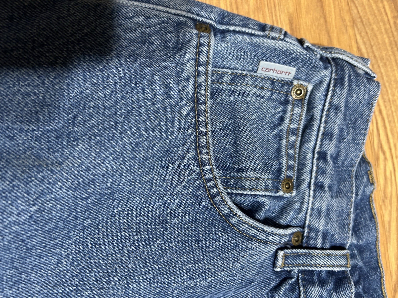 Carhartt Relaxed Fit Flannel Lined Jeans Men 32×32 Medium Wash B172 DST Workwear