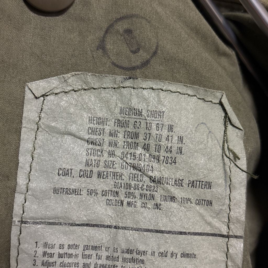 【US ARMY】 86年納入 米軍 実物 M-65 ウッドランドカモ フィールドジャケット S-3672