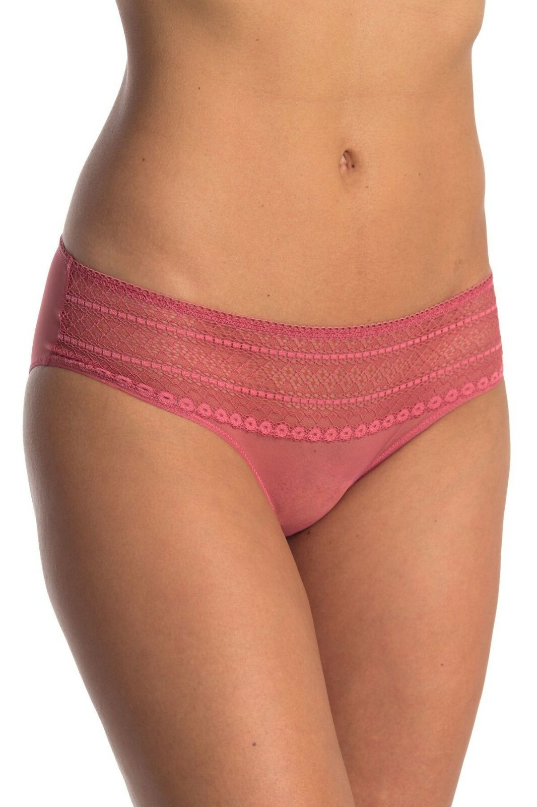 NWT DKNY DK5085 “Lace and Mesh” Lightweight Bikini Hipster Panty, Indian Red 7EW