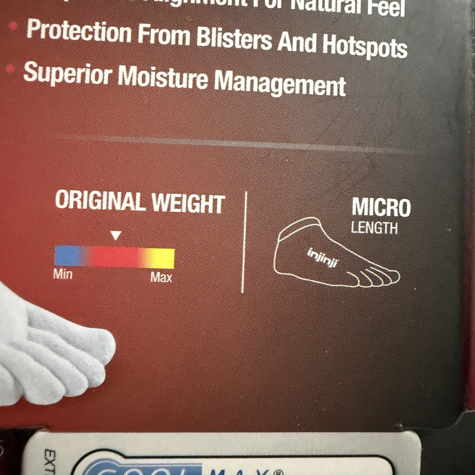 INJINJI Performance Toe Socks Original Weight Coolmax White Sz Medium New Micro