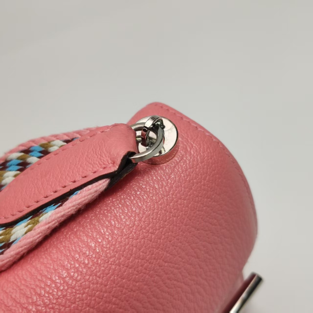 Hermes Verrou Mini 17 Wide Strap Chevre Rose Confetti 1Q Pink Silver HW PHW Auth