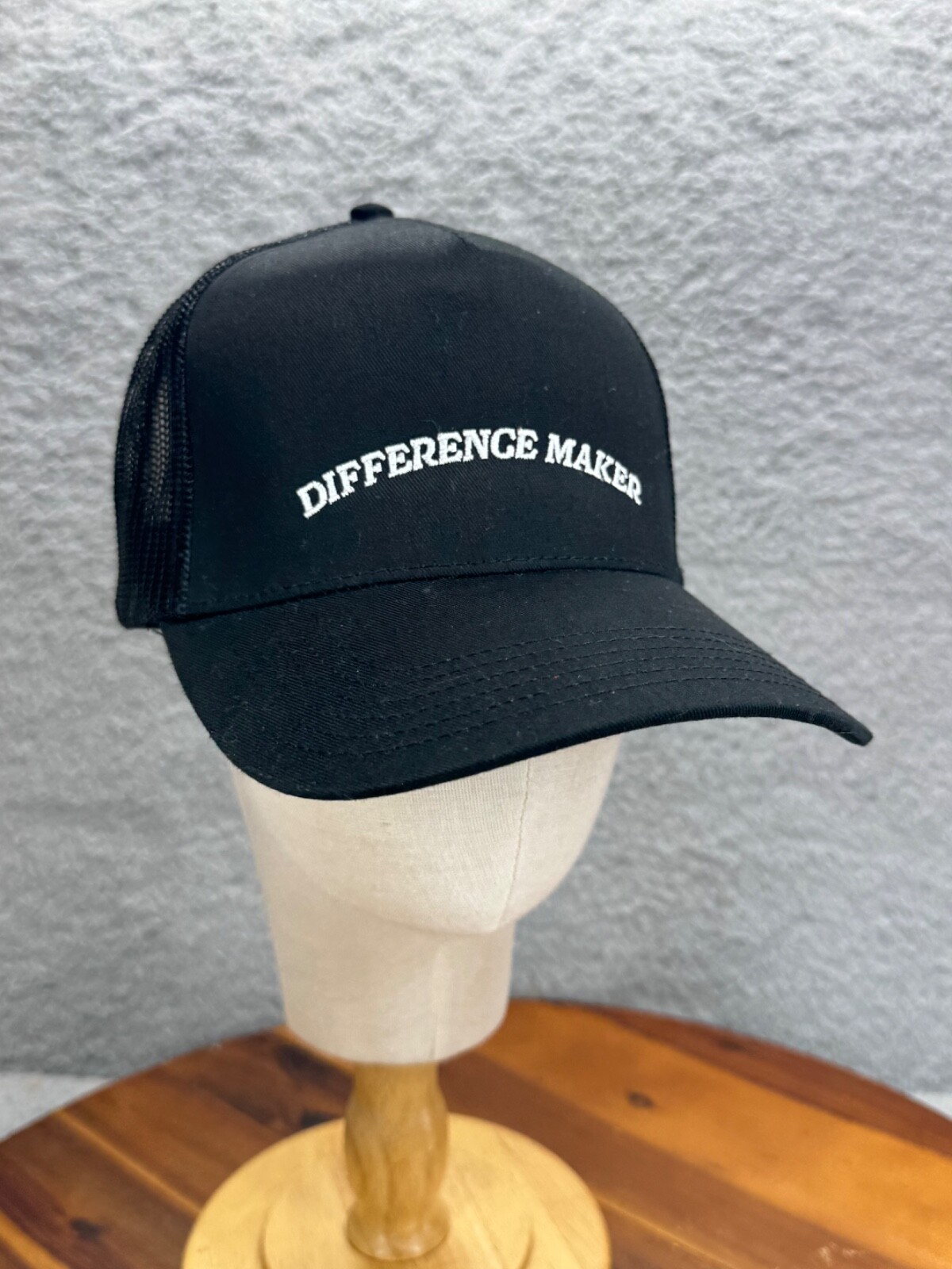Difference Maker Otto One Size Trucker Mesh Adjustable Black Snapback Hat Cap
