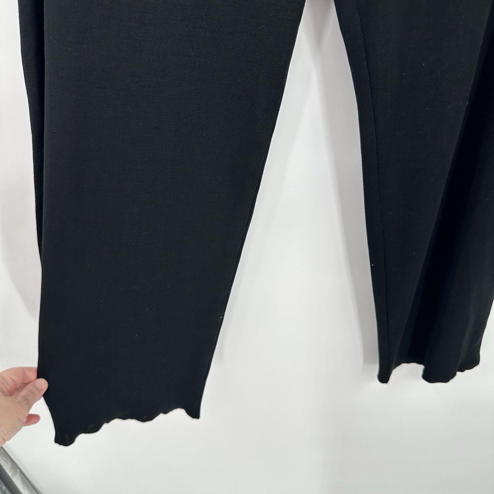 MING WANG straight leg pants black petite PL knit modern knitwear pull on