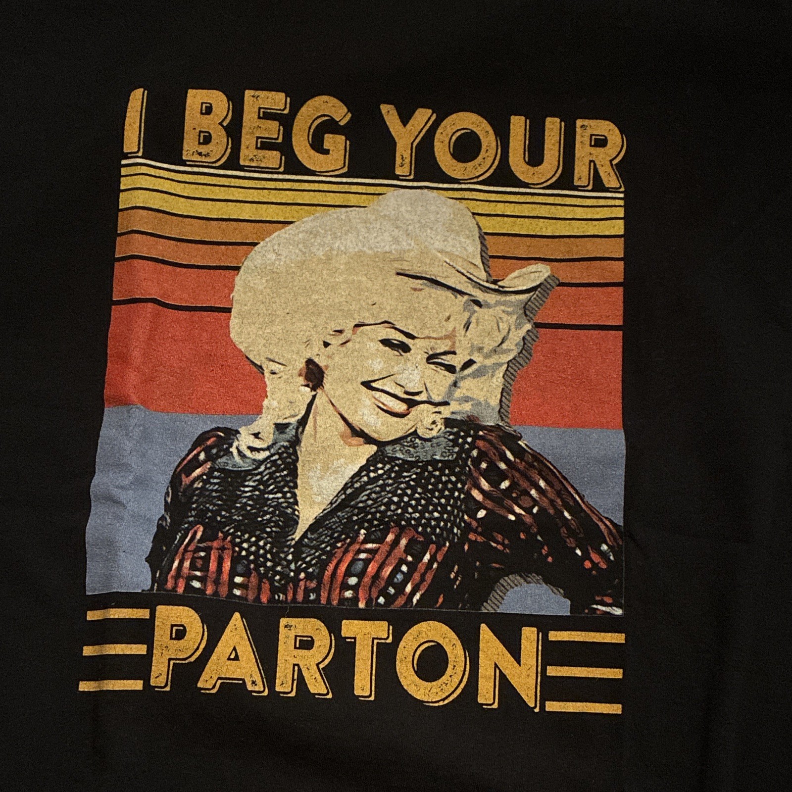 Gildan Heavy Cotton Men’s Black Dolly Parton Graphic Crew Neck Tee Size L