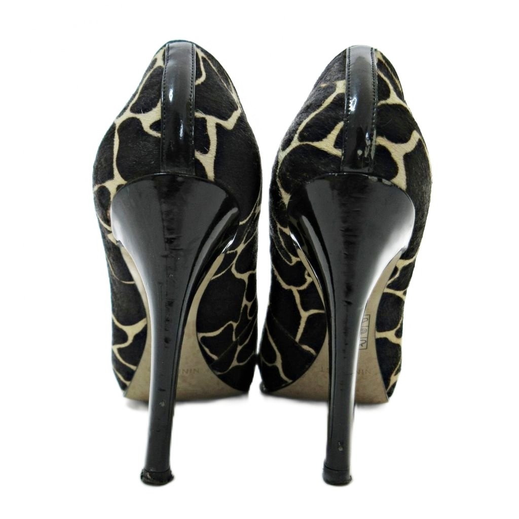 NINE WEST Giraffe Pattern Leather Pumps Brown 5/22cm (8.66in) B Condition