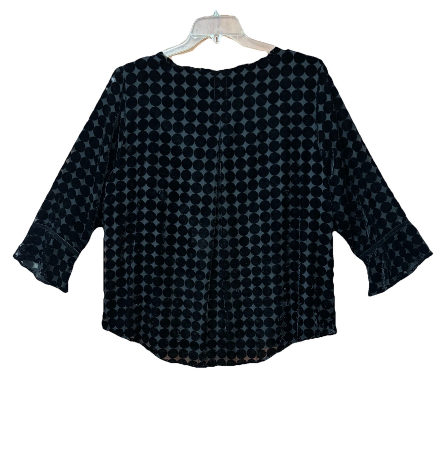 FOXCROFT VELVET BURNOUT TOP 1X {FITS XL} BLACK BELL SLV GOTHIC ROMANTIC COQUETTE