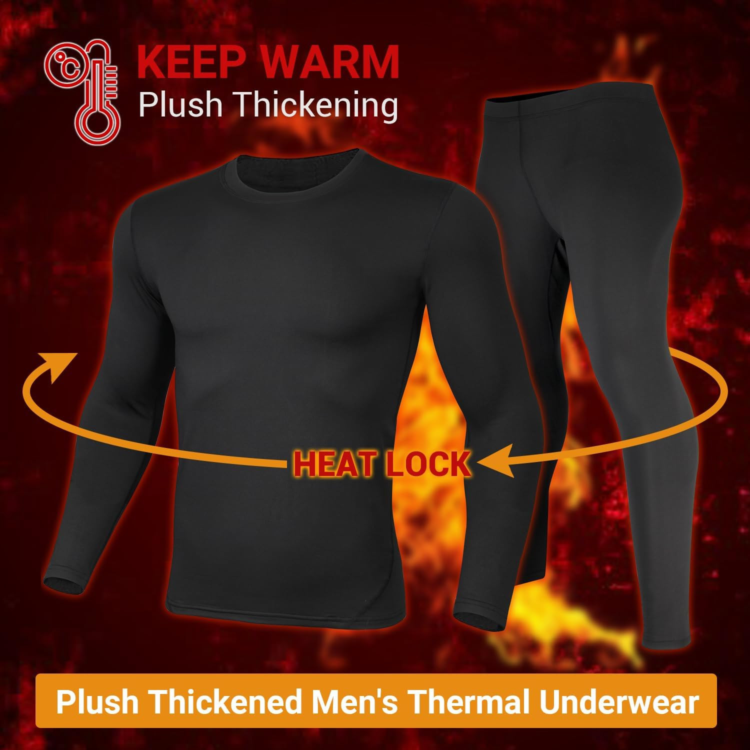 Thermal Underwear Men Long Johns Set Ultra-Soft with Fleece Lined Base Layer Win
