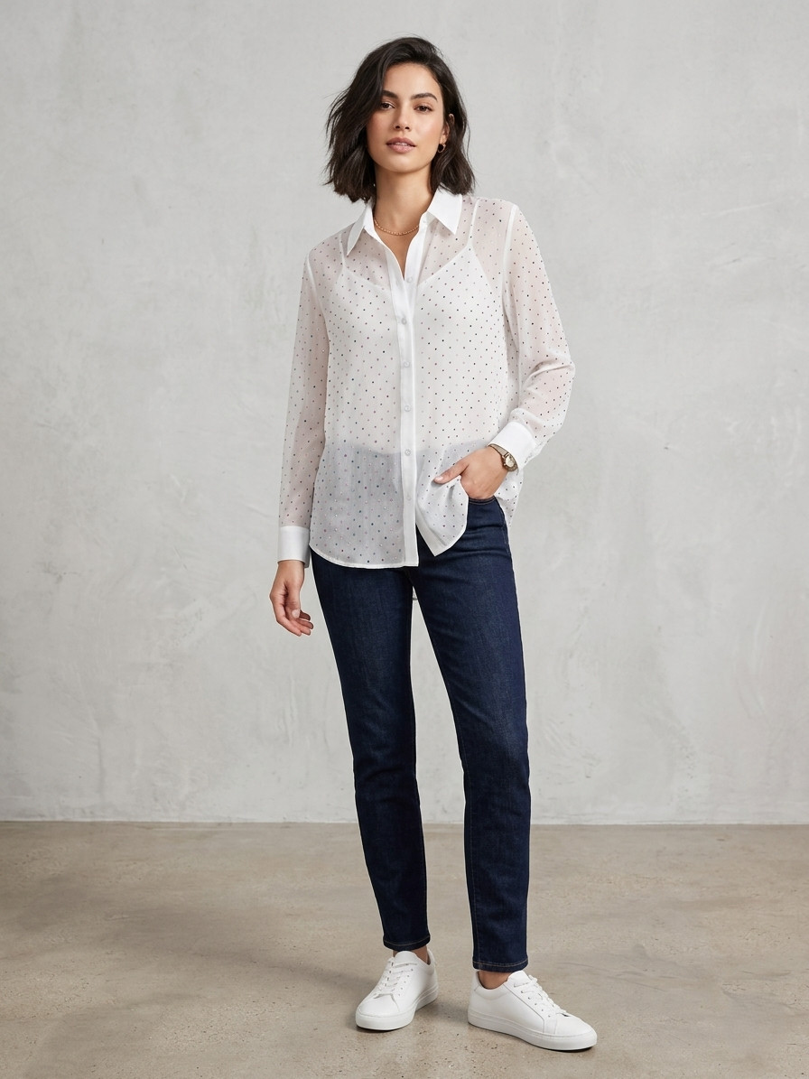 Aniya Crystal Shirt White or Floral Print, Sample, Size S THE NOLI SHOP